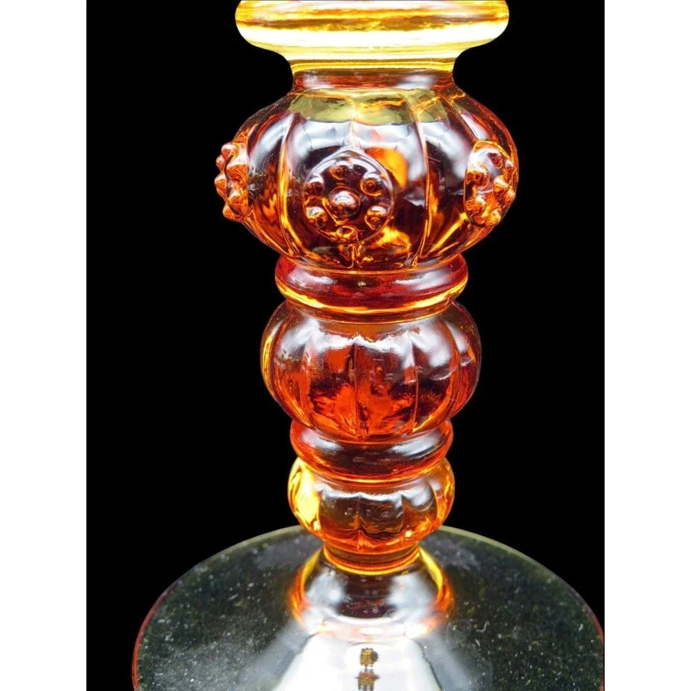 Vintage German Amber Stemmed Wine Glasses Weinrömer Michelsberg Set of 6 NIB